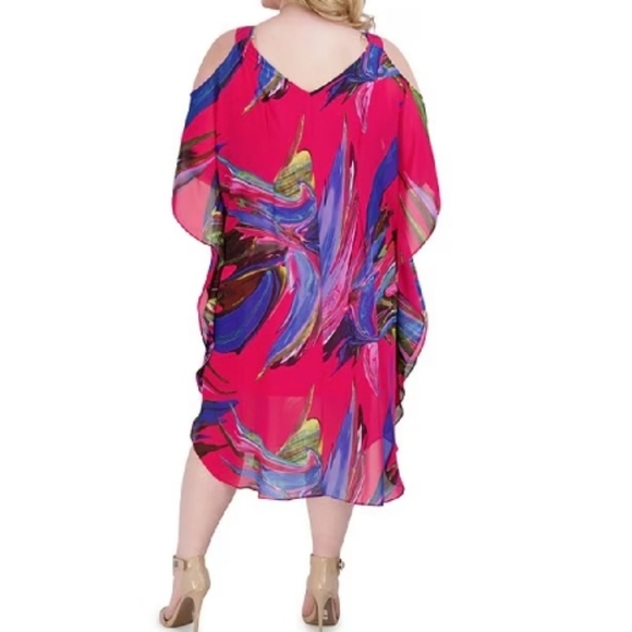 Multicolor cold shoulder Robbie Bee dress NWT plus size 22 - Picture 6 of 7
